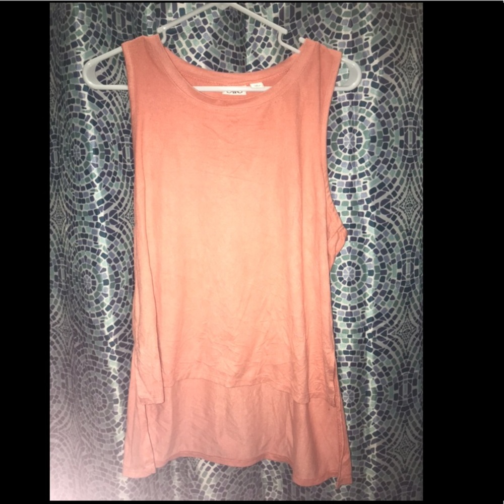 Preppy Peach suede hi low tank top